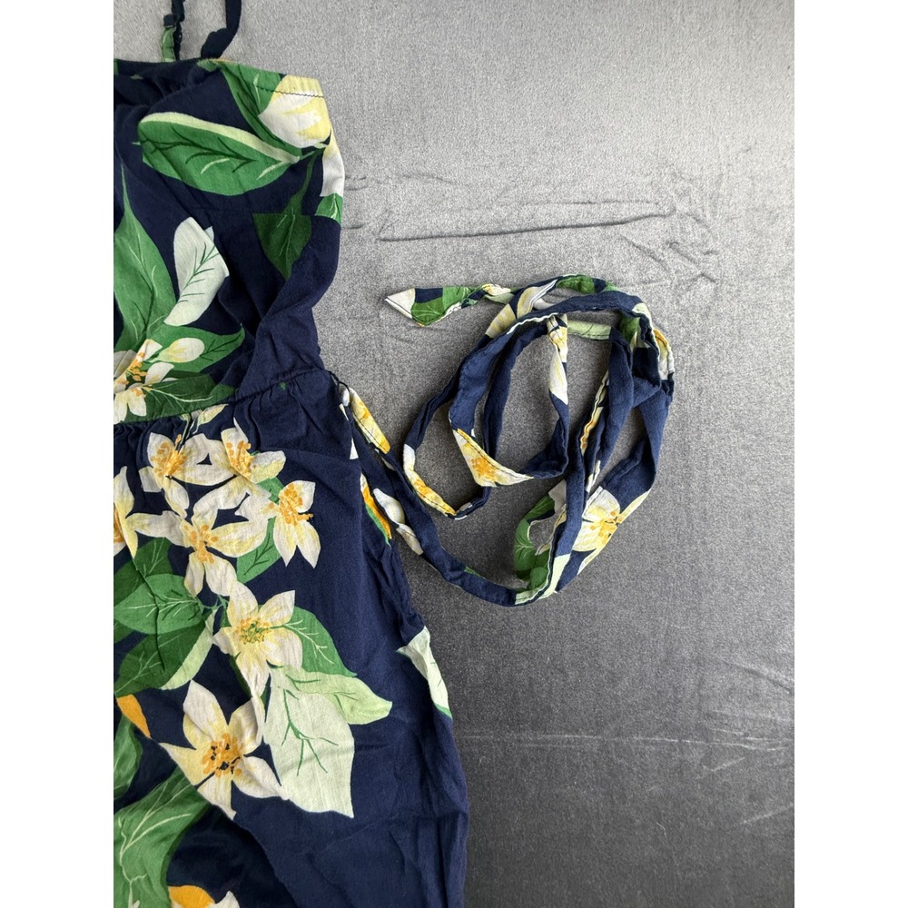 Old Navy Womens XXL Navy Blue Floral Lemon Print Tiered Maxi Dress Sleeveless - Picture 3 of 7